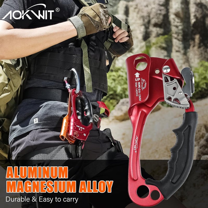 AOKWIT UIAA & CE Certified Rope Ascender Aluminum Alloy Rock Climbing Gear Strong Rigging Rappelling Equipment for Rock Tree Climbing Arborist Rescue Mountaineering Caving - Image 2